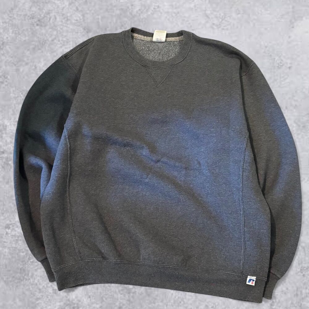 Russell-athletic Men's Grey and Navy Sweatshirt